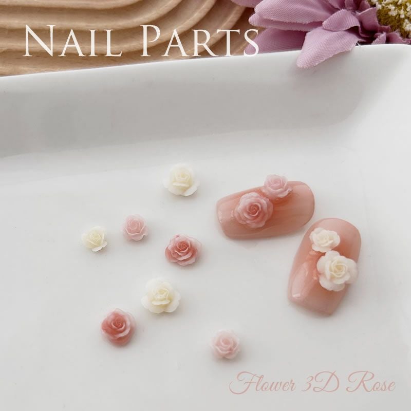 ネイルパーツ フラワー 薔薇 3D 6個入り (メール便でも可) | nail for all