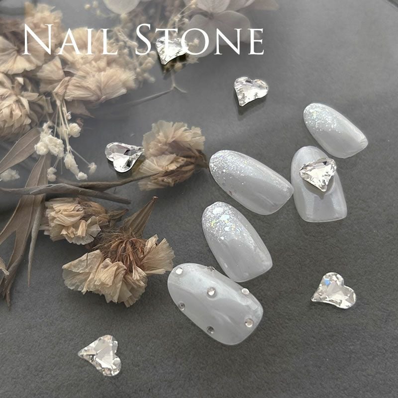 ネイルパーツ ガラスストーン ハート4 クリア 8×9mm 10個入 (メール便